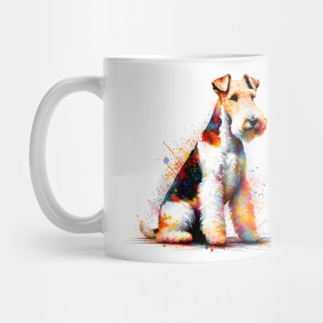 Wire Fox Terrier in Lively Splash Art by ArtRUs